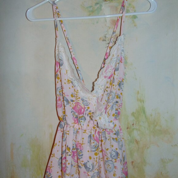 Studio 38 LA Floral Slip Dress Pink Coquette Prairie Cottagecore Mini 6 Medium - Picture 10 of 12